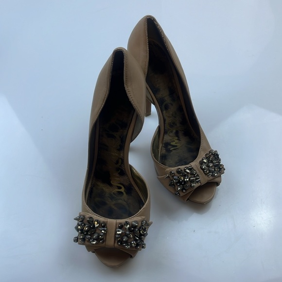 Sam Edelman Lorna Nude Leather Heels - Size 7.5 - N180-5 - Picture 2 of 7